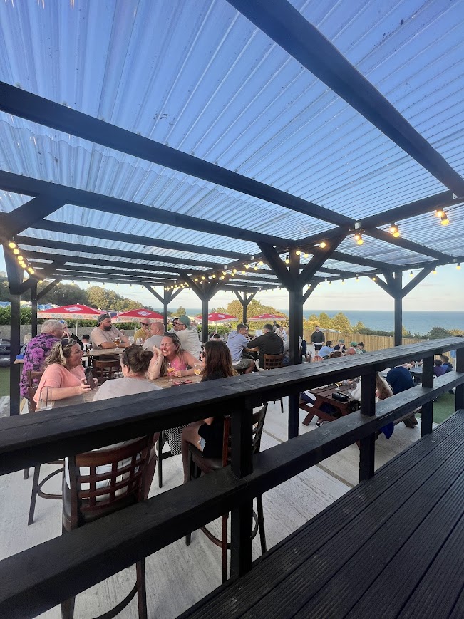 View from Sam's Bar with sea views.