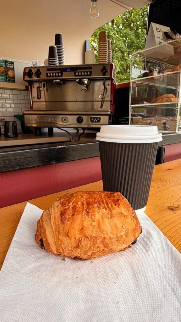Coffee and Pain au chocolate at Stable Grounds
